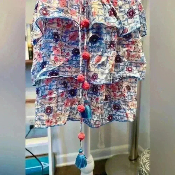 NWT-POUPETTE ST BARTH-Bety Tiered Floral Mini Dress-Size M - Picture 4 of 8